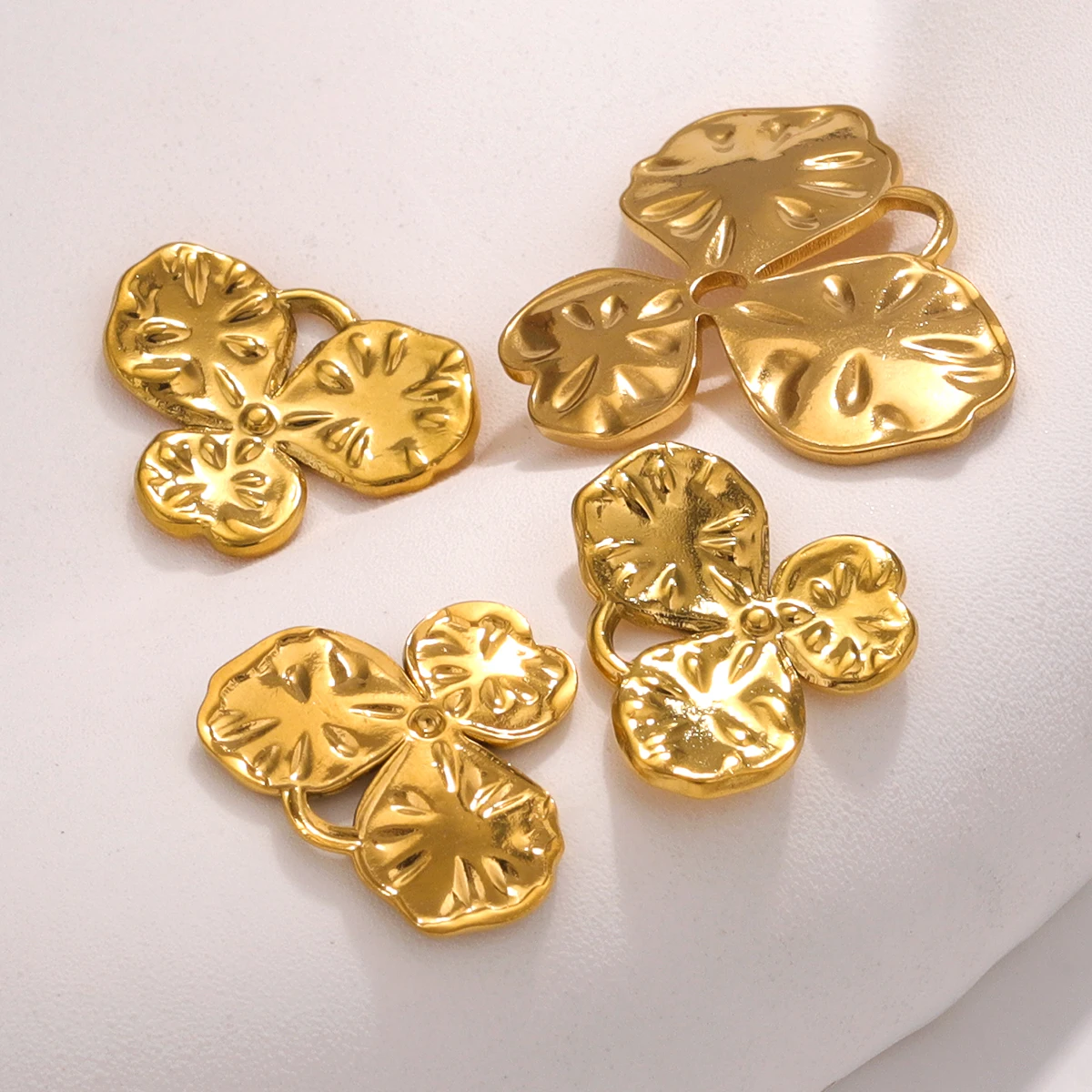 5PCS Stainless Steel Lotus Leaf PVD Gold Plated Waterproof Charms Pendant for DIY Necklace Bracelet Earring Jewelry Making