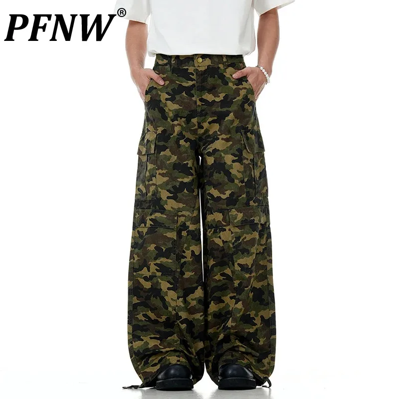 

PFNW American Camouflage Multi Pocket Cargo Pants Male New Hip-hop Street Loose Casual Straight Leg Trousers Autumn Chic 28W4290