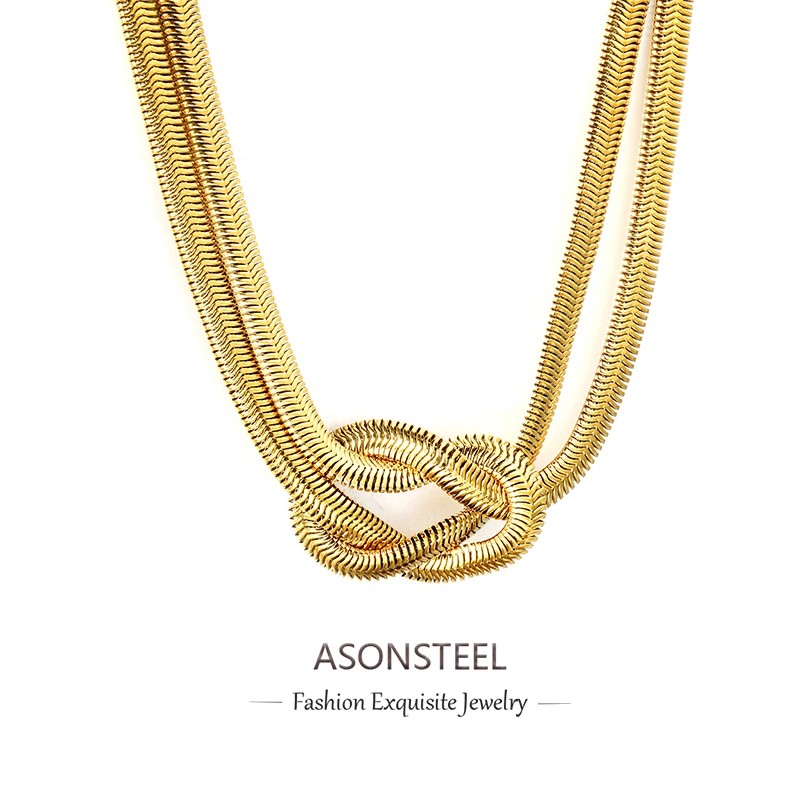 ASONSTEEL Klassieke roestvrijstalen brede gevlochten mesh ketting hanger ketting verguld voor vrouwen Koreaanse choker sieraden cadeau