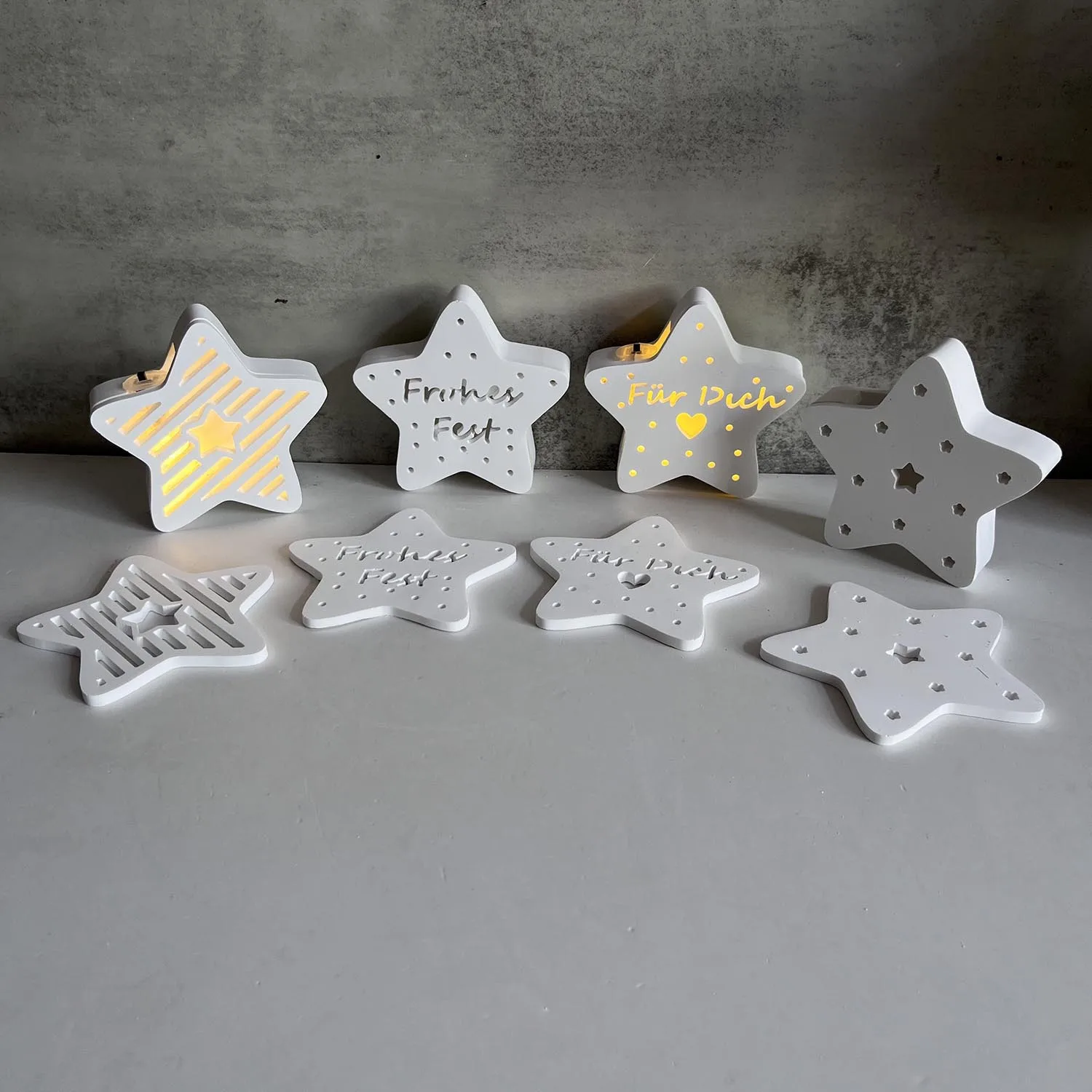 Hollow Lettering Star Silicone Mold Light Stars Casting Mold alphabet Star Atmosphere Lamp Gypsum Christmas Ornament  molds