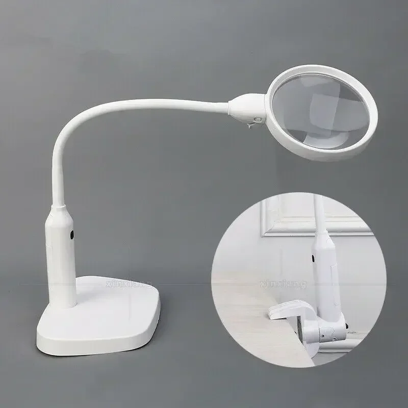 Flexible Table Led Lighted Repairing Helping Hand Magnifier Desk Clip-on Stand Reading Magnifying Glass with Lamp Loupe 2x 5x