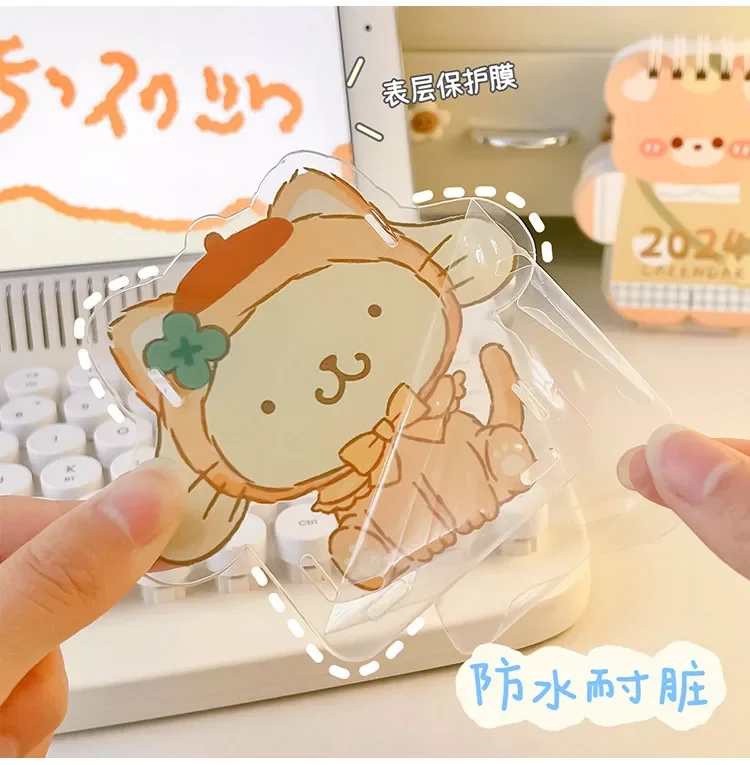 Sanrio bonito acrílico caneta titular transparente multifuncional crianças estudante desktop grande capacidade caixa de armazenamento de papelaria