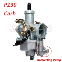 Motorcycles Carburetor PZ30 30mm Carburetor Power Jet Accelerating Pump for 200cc 250cc Motocross Pit Dirt Bike ATV
