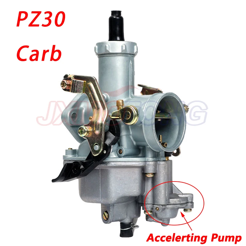 Motorcycles Carburetor PZ30 30mm Carburetor Power Jet Accelerating Pump for 200cc 250cc Motocross Pit Dirt Bike ATV