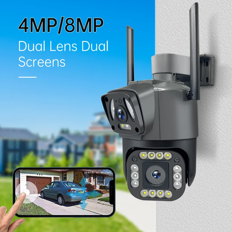 4g/wifi ip kamera 8mp 4k dual screen camara monitor smart home outdoor wasserdicht ptz cctv kamera v380 pro sicherheits schutz