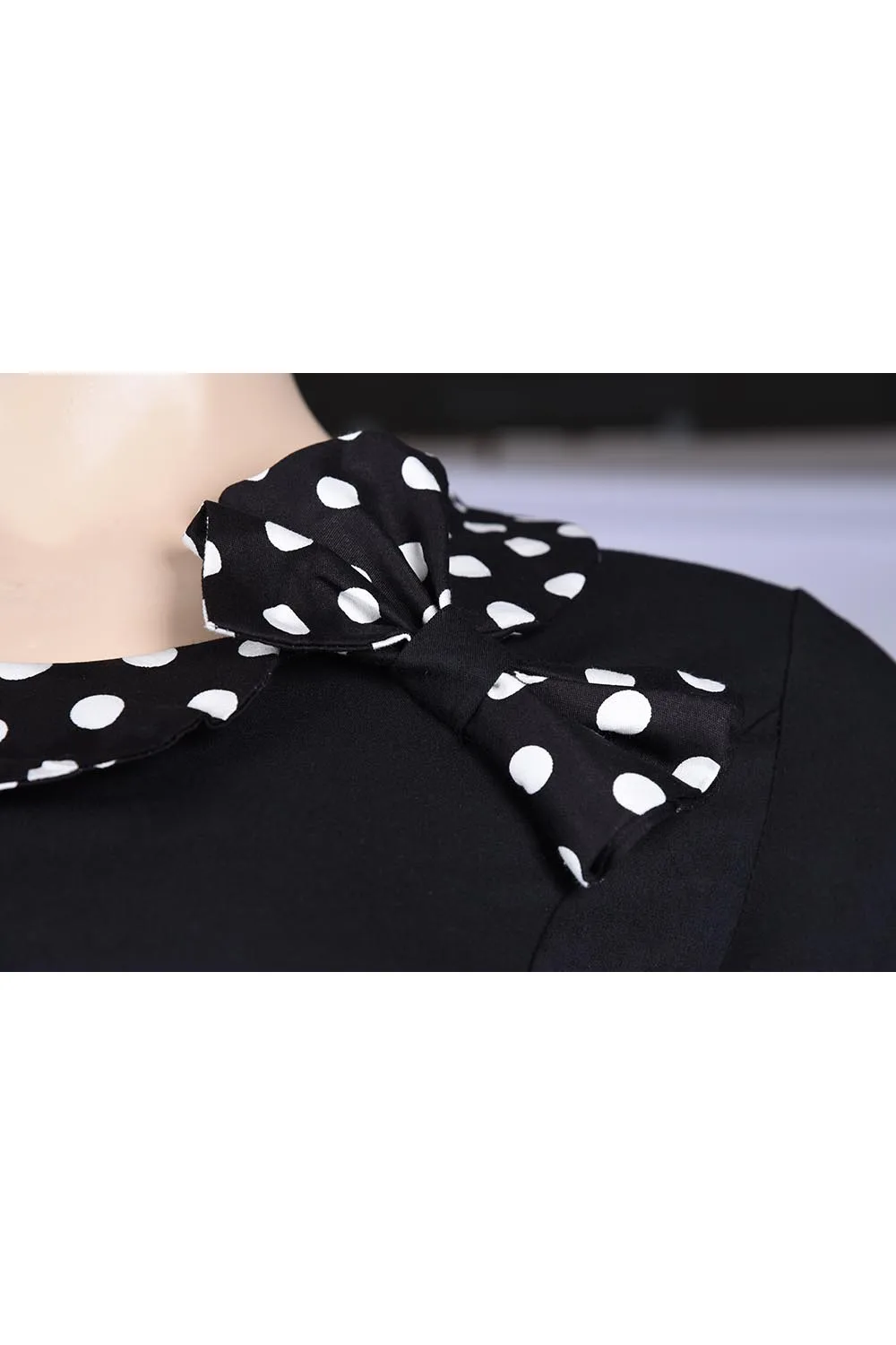 S-3XL Women's Vintage Dresses Summer Short Sleeve Bow Dots O-Neck Bacis Dress 50s 60s Midi Swing Hem Party Dresses Casual Tunic