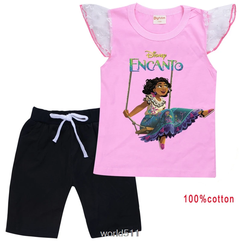 Sommer Kinder setzt Mädchen neuen Film Encanto T-Shirt Shorts Set Kinder Jungen Kleidung Tops Baby Kleidung Geburtstags geschenk