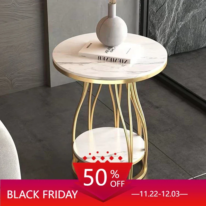 Luxury Funky Metal Coffee Tables Gold Design Marble White Coffee Tables Floor Round Mobile Muebles Para El Hogar Home Furnitures