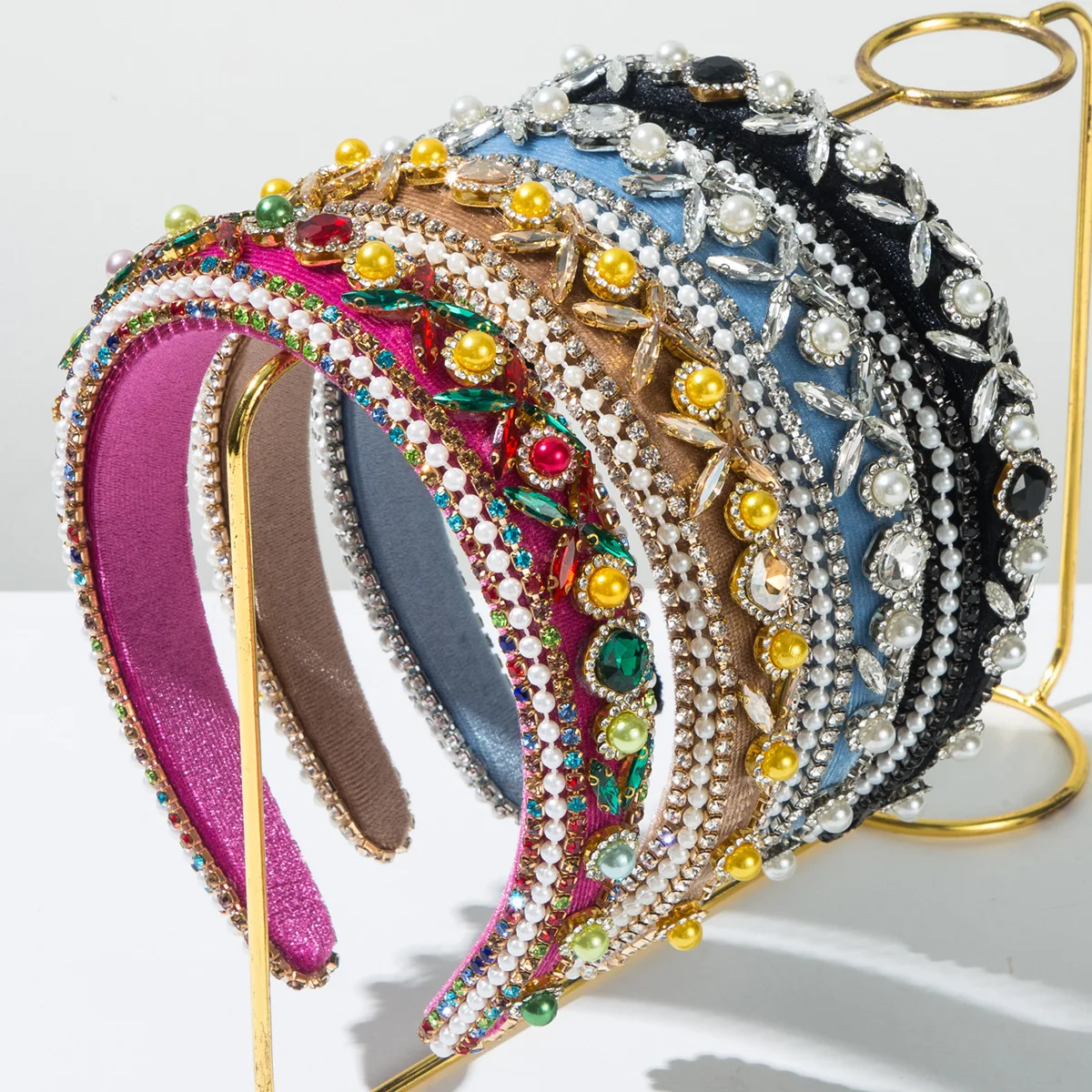 

Beaded Headbands for Women Sparkly Crystal Beaded Hair Hoop Hairbands Multiple Color Hair Accessories Head Bands Christmas Gift