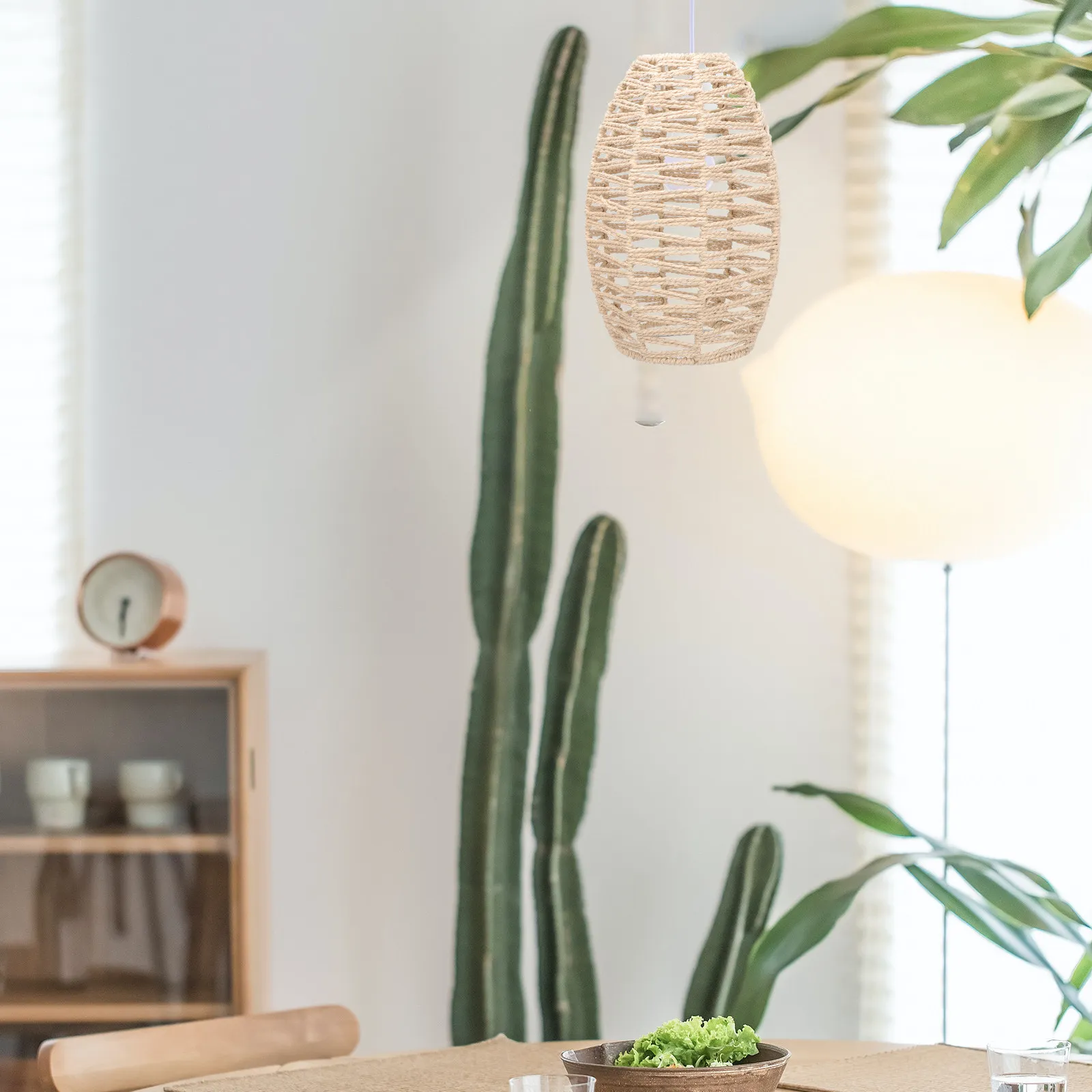 

Изысканный плетеный абажур для лампы, имитация ротанга, подвесной светильник, аксессуар для потолочного освещения, декор для создания теплой атмосферы в спальне и гостиной