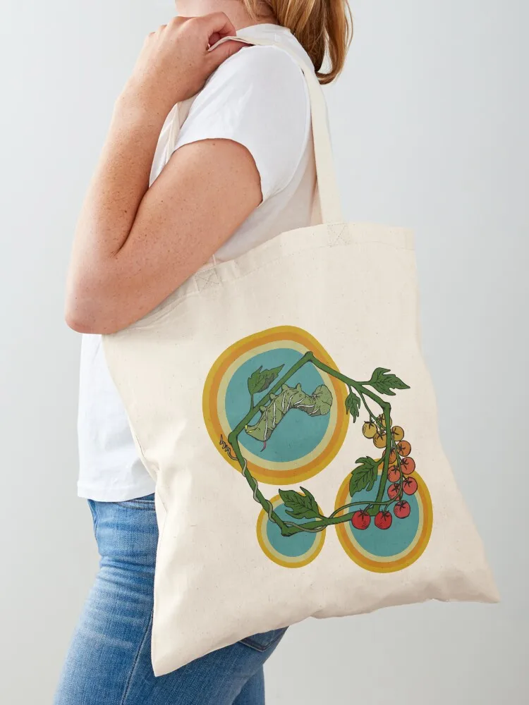 

Retro 70s Tomato hornworm Tote Bag reusable grocery bags custom canvas bag tote bags cloth bags canvas tote bag
