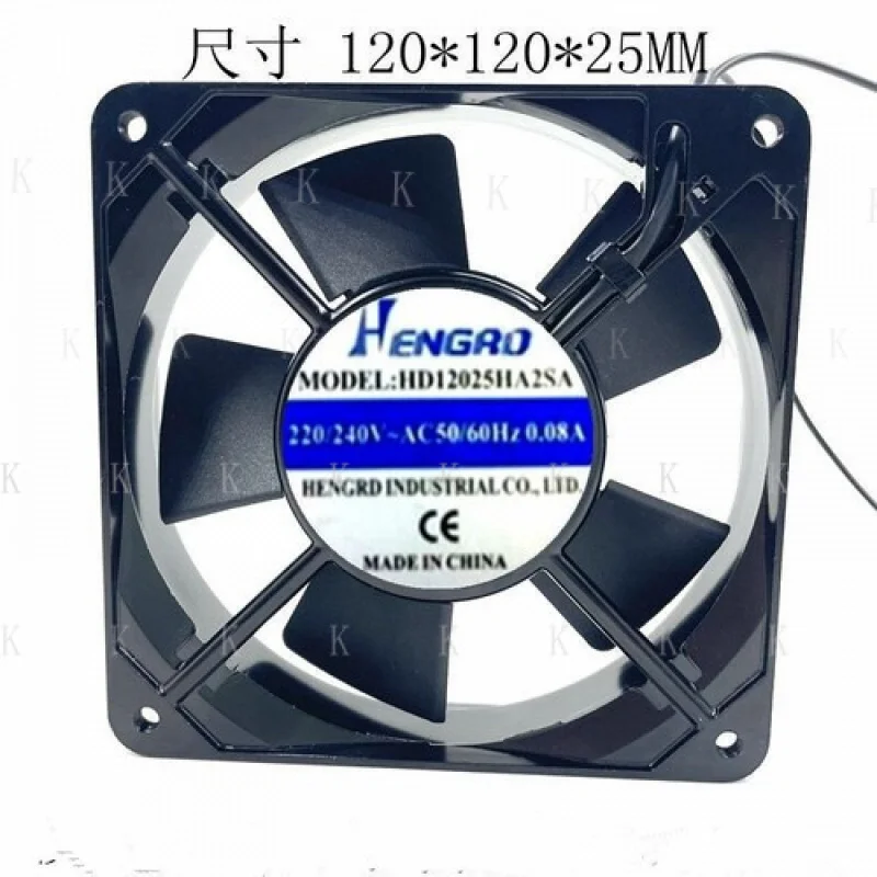 

C 1 pcs FOR HENGRD Fan HD12025HA2SA 220/240V 0.08A 12025 12cm 2 wire cooling fan