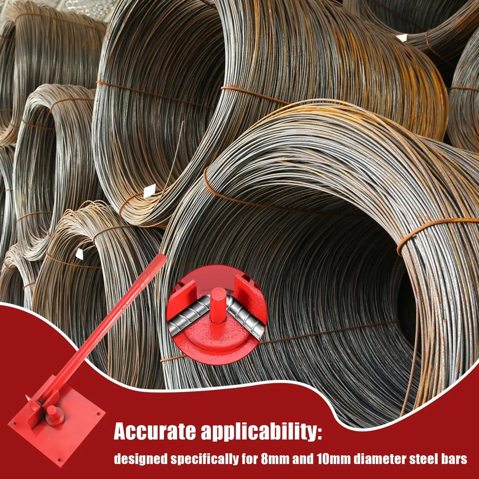 

Портативный гибочный инструмент для стали, гибочный рычаг для металлических прутков 8/10 мм, для ограждений, террас, кровли, сварки, строительных площадок, дома