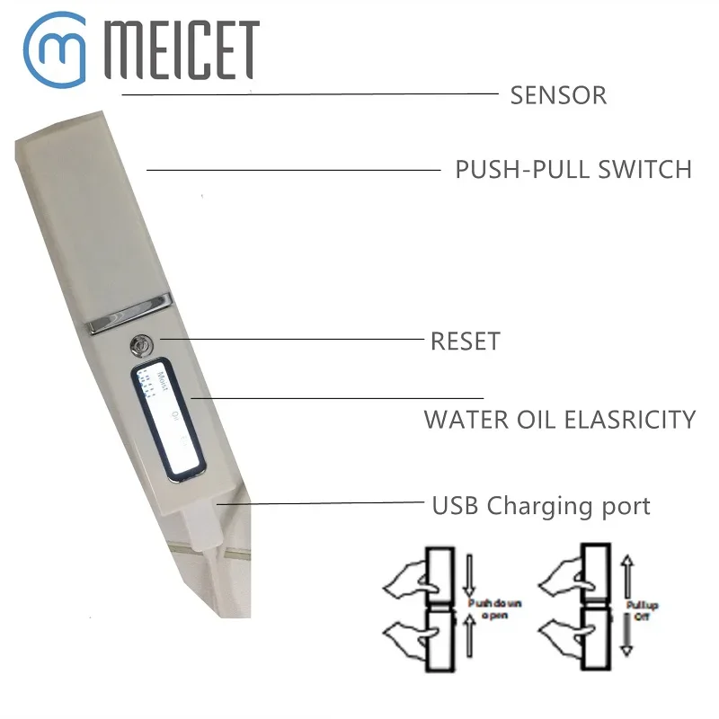 Portable Easily  Care Elasticity Digital Analyzer  Pen Moisture Oil Elasticity Analysis Test Device for Home Use