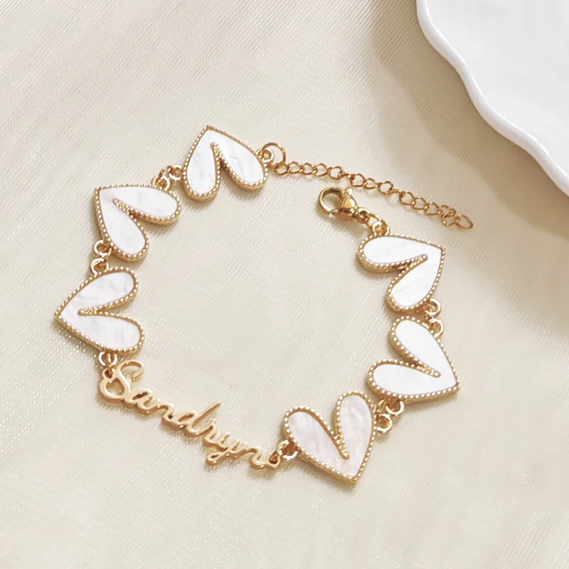 

Customized heart-shaped bracelet, white heart-shaped women's jewelry gift, Valentine's Day gift ﻿