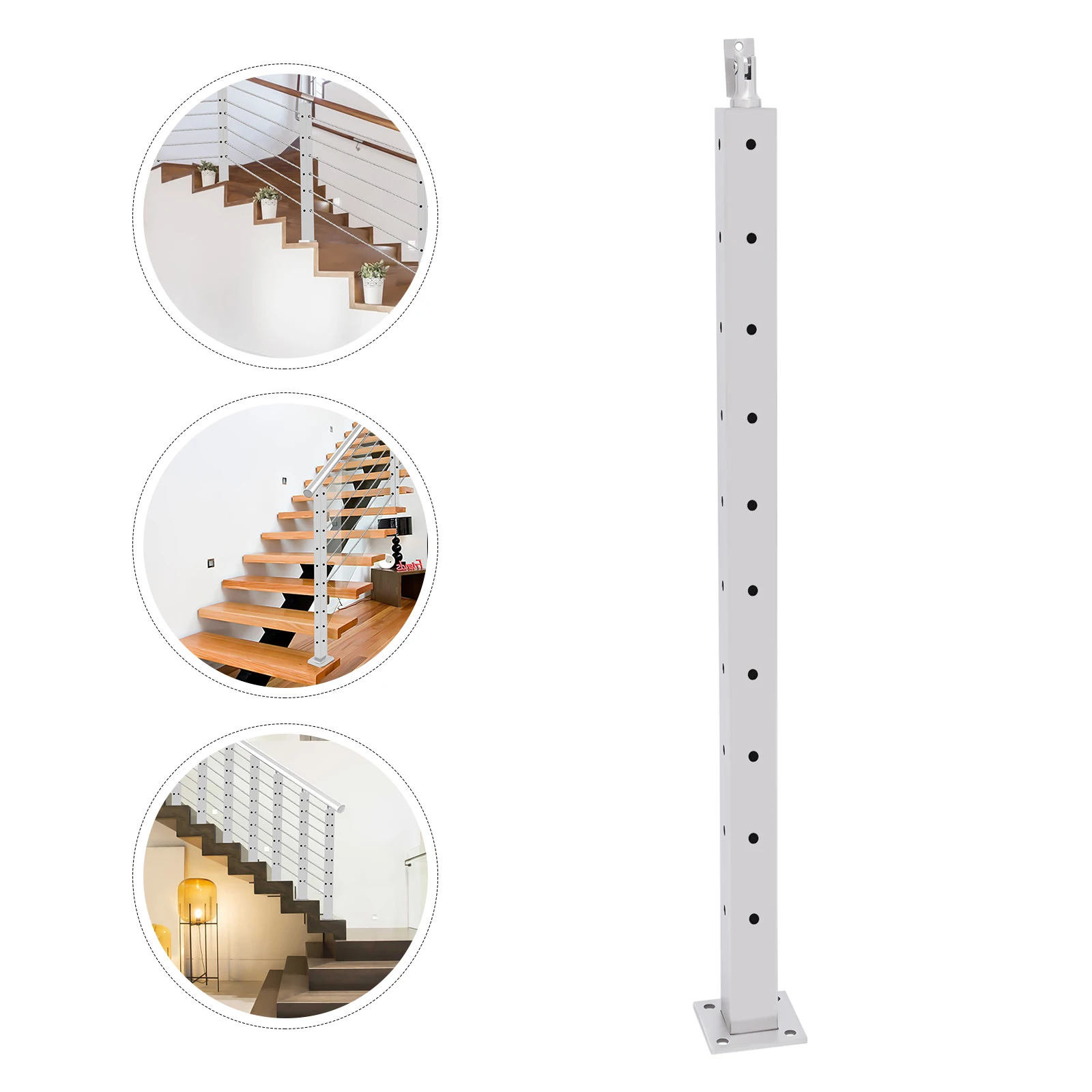 

Stainless Steel Handrail Railing Post 0-90° Adjustable, Floor Mounted 220lbs Capacity for Outdoor Steps Silver