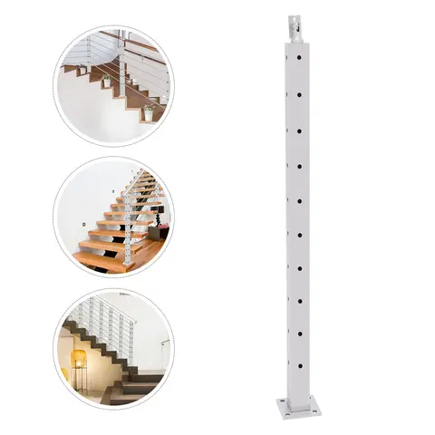 Stainless Steel Handrail Railing Post 0-90° Adjustable, Floor Mounted 220lbs Capacity for Outdoor Steps Silver