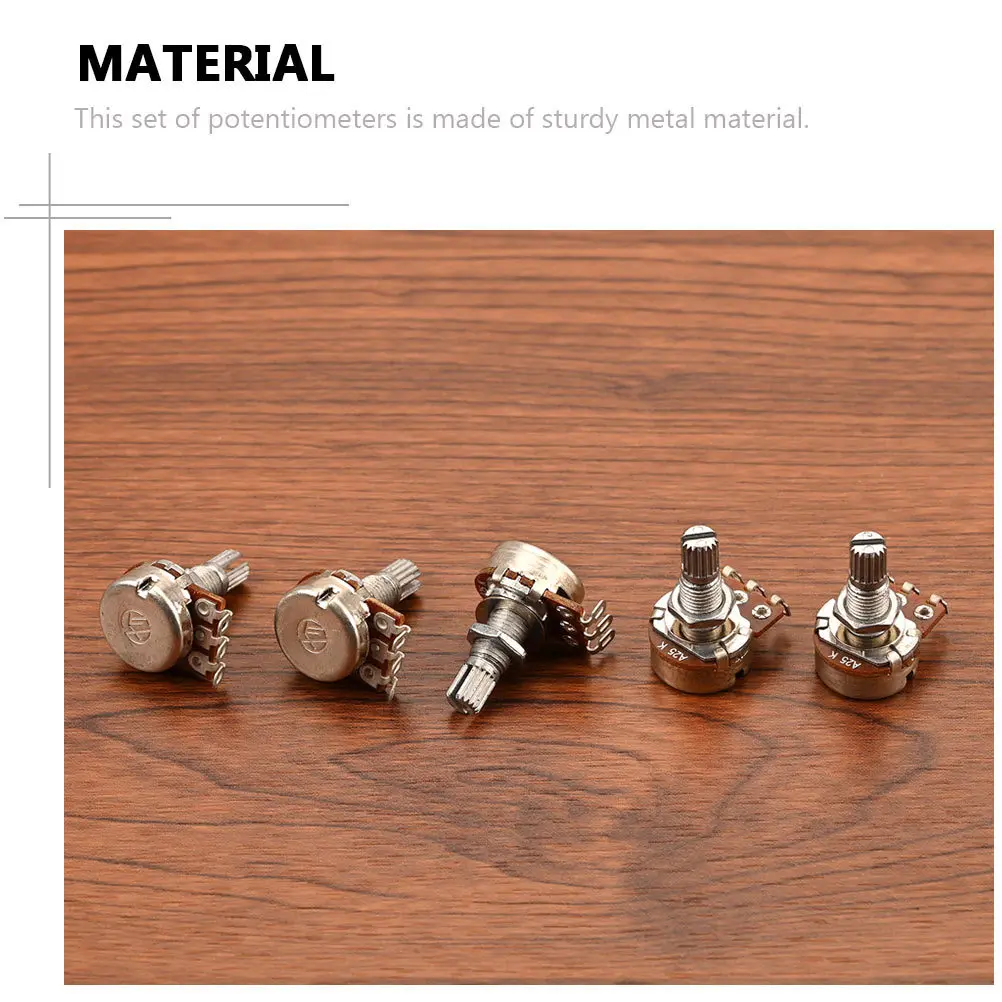 

5Pcs Small Potentiometer Replacement for Electric Guitar A25k Metal Durability Compact Storage Easy Clean Guitar Modification