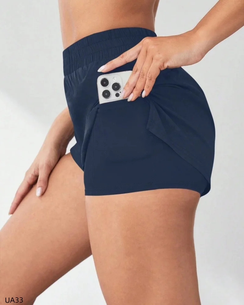 Summer New Fake Two-Piece Anti-Light Yoga Shorts Sports Shorts Running Fitness Tennis Casual Sports Pants Women