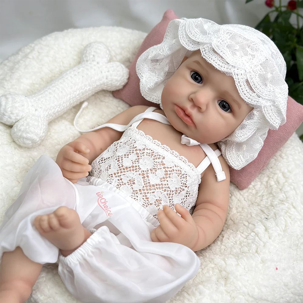 18 Zoll Silikon Neugeborene Babypuppe Realistisches Baby Mädchen mit Sternenenaugen Lebensechte wiedergeborene Kleinkinder für Kindergeschenke