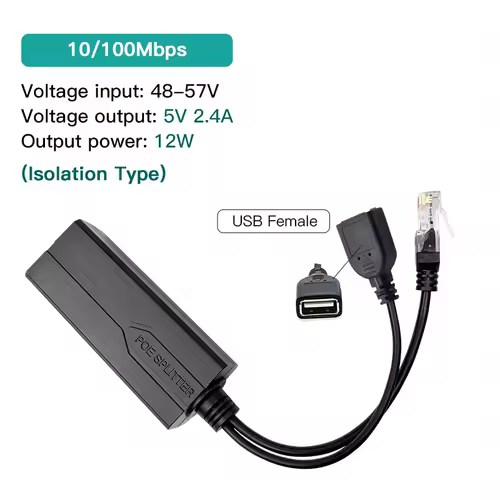 Standard POE Splitter 48V to 5V 12V 1.2A 2A Micro USB tpye-C 100M/1000M POE Camera Injector Power Supply for Huawei Hikvision - Image 12