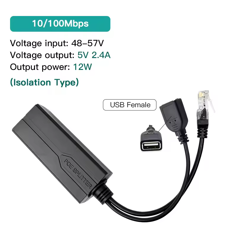 Standard POE Splitter 48V to 5V 12V 1.2A 2A Micro USB tpye-C 100M/1000M POE Camera Injector Power Supply for Huawei Hikvision - Image 12
