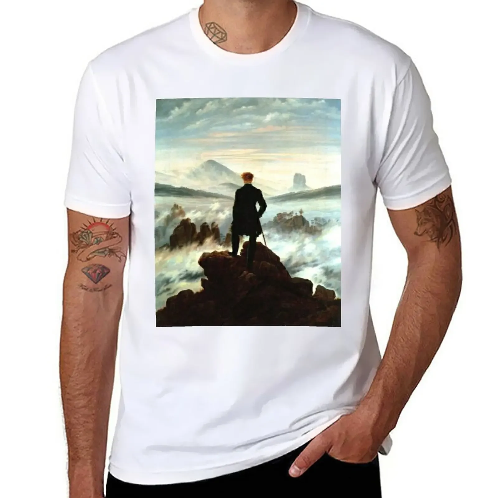 New Caspar David Friedrich - Wanderer above the sea of fog T-Shirt sweat shirt black t shirt Men's clothing