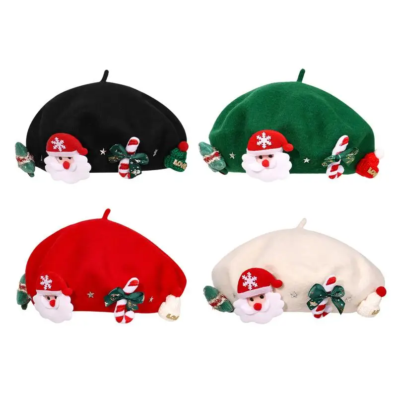 Cute Christmas Beret Fashion Painter Hat Women Winter French Beret Hat Artist Painter Hats For Kids Adults Wool Beanie Hat