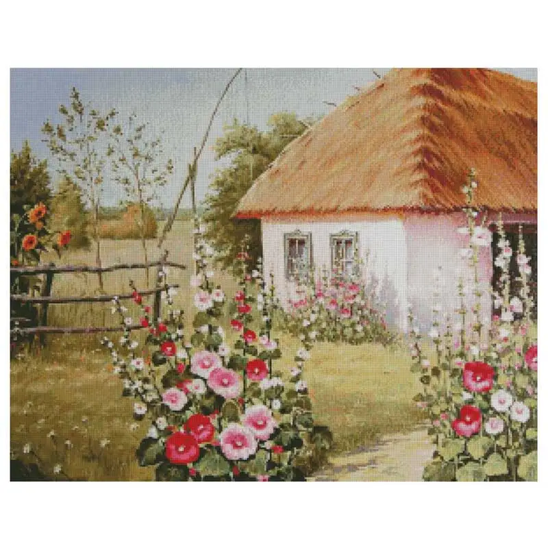 

Flower Hut Patterns Counted Cross Stitch Sets DIY Handmade 11CT 14CT 16CT 18CT Scenery Cross Stitch Kits Embroidery Needlework