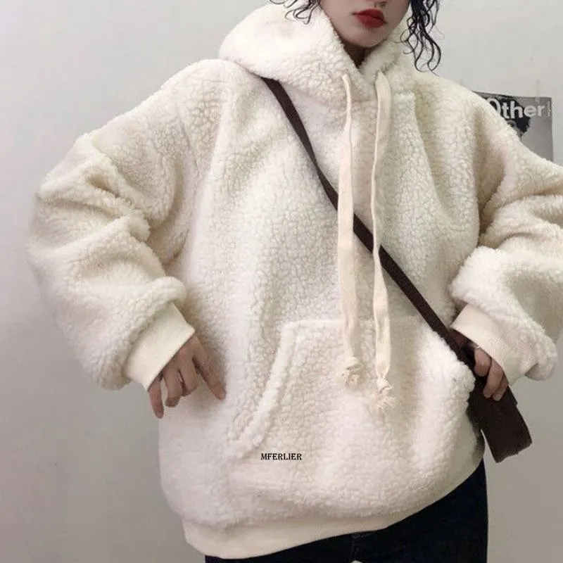 Large Size 6XL 150kg Winter Women Fleece Jacket Women Outdoor Warmth Pullover Sweatshirt Women Hooded Outwear