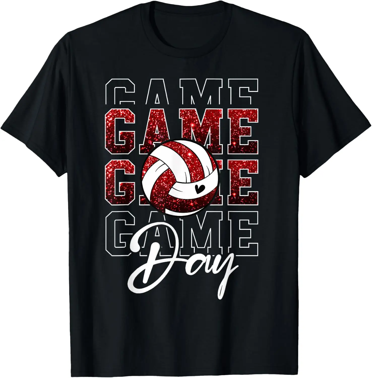 Game Day Girls Volleyball Mom Maroon & White T-Shirt