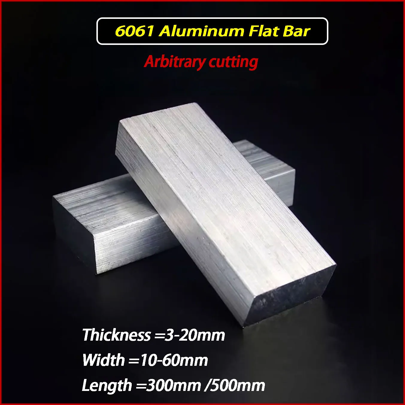 

Thickness 3-20mm 6061Aluminum Flat Bar , Width 10-60mm, Length 300mm / 500mm, Aluminium Alloy Plate Metal Solid Square Strip