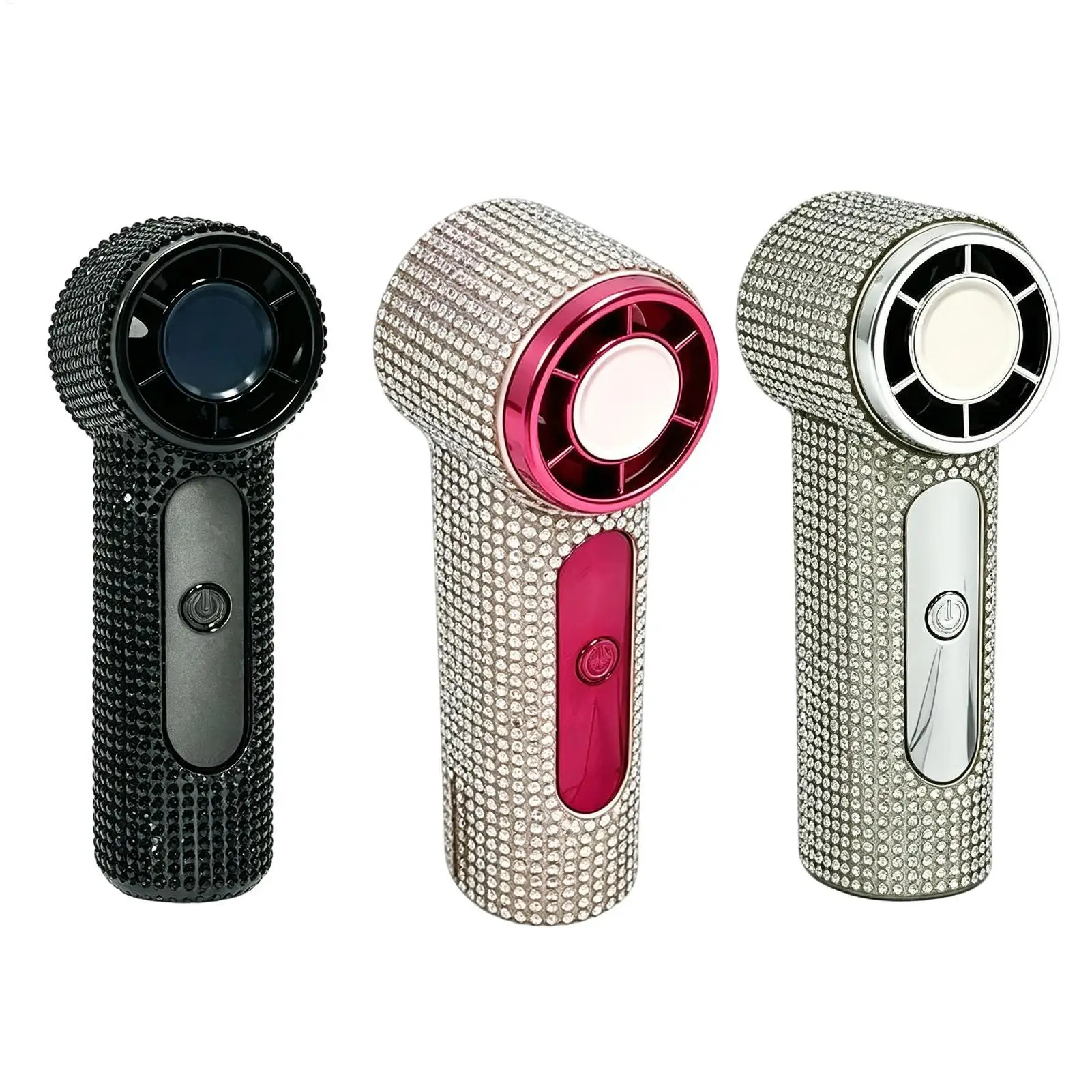 Portable Handheld Fan Rechargeable Mini Pocket Size Powerful Airflow Rhinestone Small Personal Cooling for Travel Camping