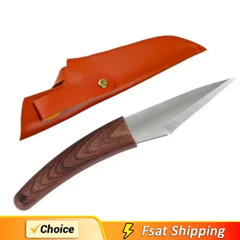 Wooden Handle Grafting Knife with Leather Shell, Suitable for Garden Grafting/unpacking, Etc. Solid Wood Handle Garden Hand Tool