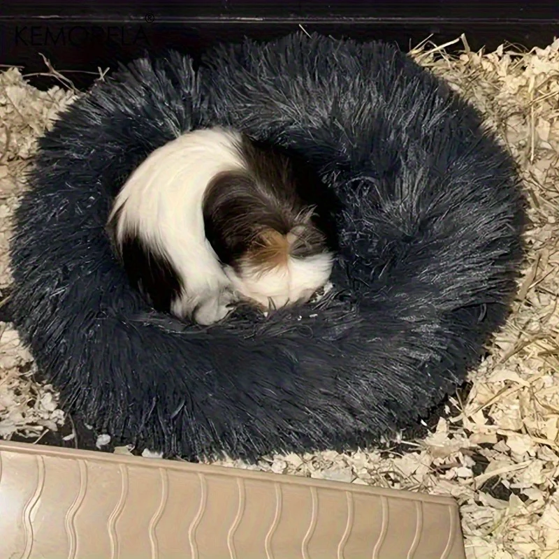 1 Stück ultraweiches Plüsch-Haustiernest, gemütliches warmes Hamster-Schlafbett, rutschfeste Unterseite, isolierte Polsterung für Guinea und andere kleine Tiere – Detail 7