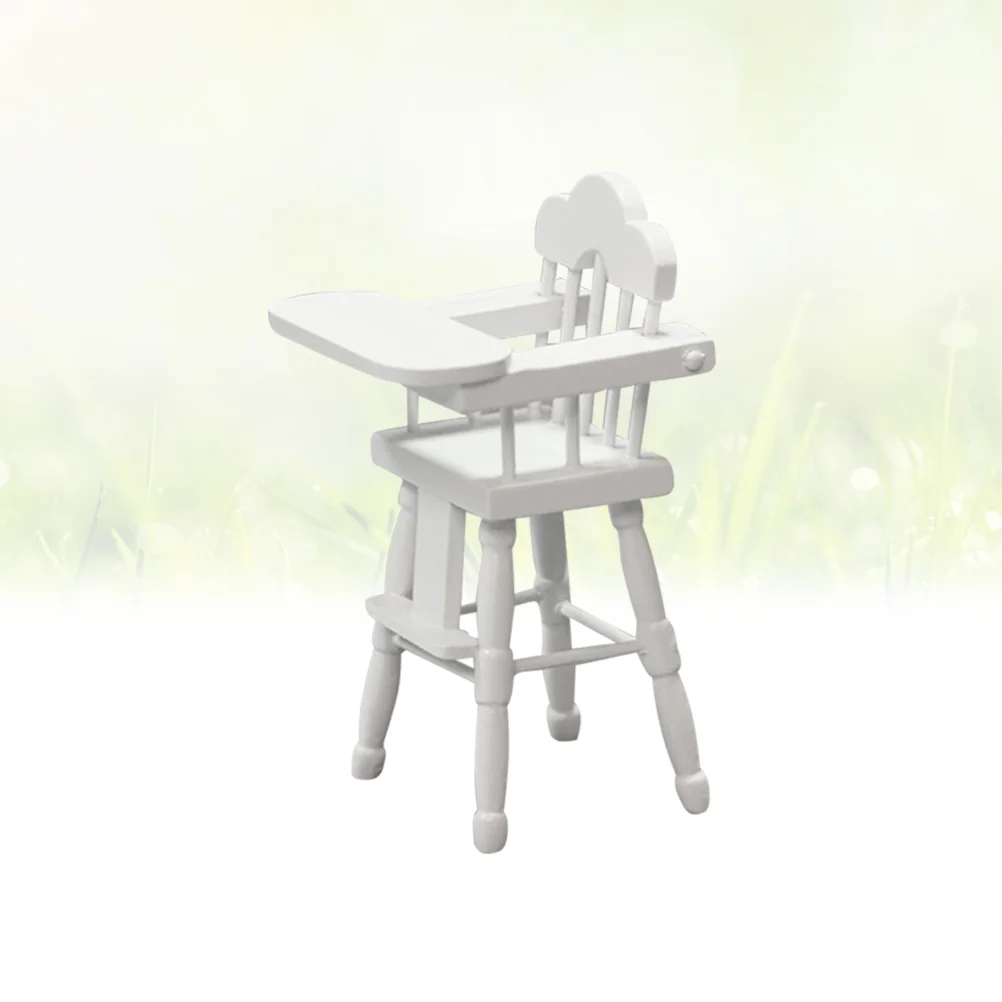 Mini High Chair Toy Toddler Highchair Mold Kids Baby Toys Miniature Play House Decorative Furniture Model Wooden Bamboo