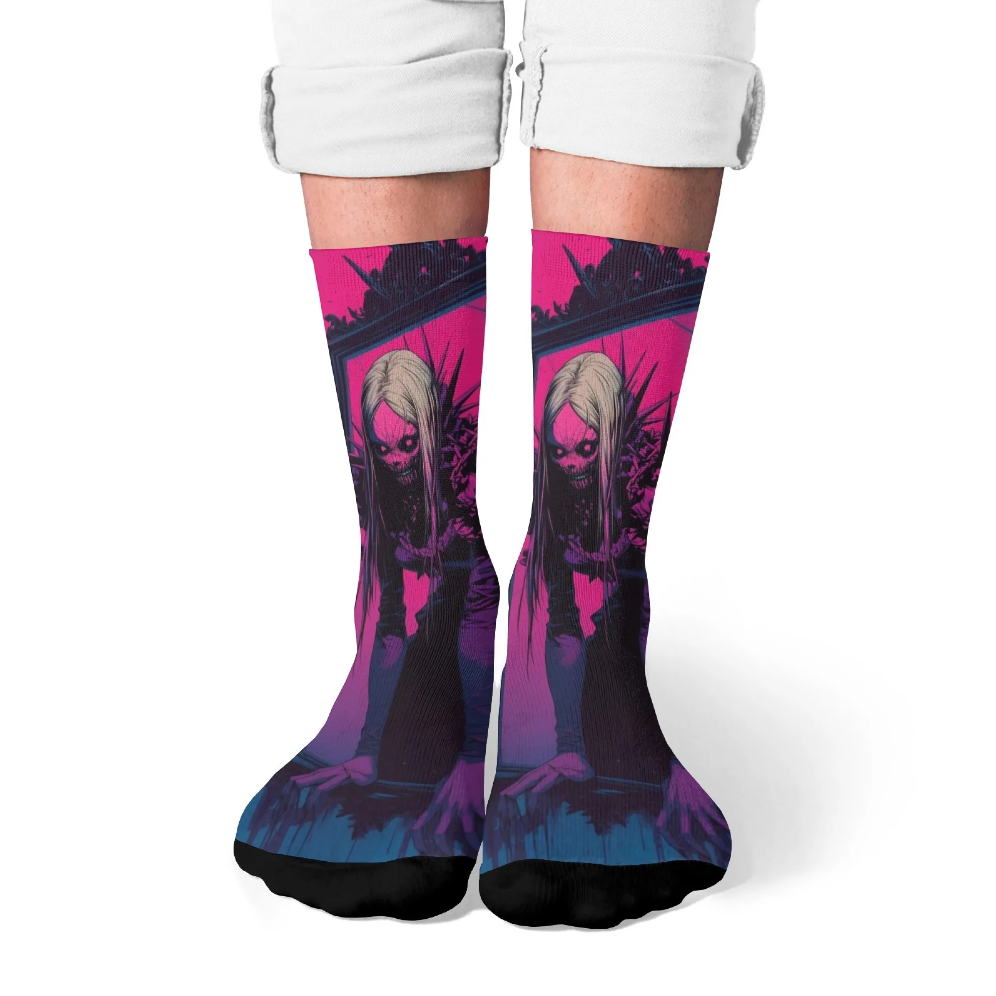 النيون القوطية الظلام الخيال الجمجمة جوارب بناتي مطبوعة طاقم الجوارب لباس غير رسمي لعشاق القوطية هدية مثالية لجماليات الظلام