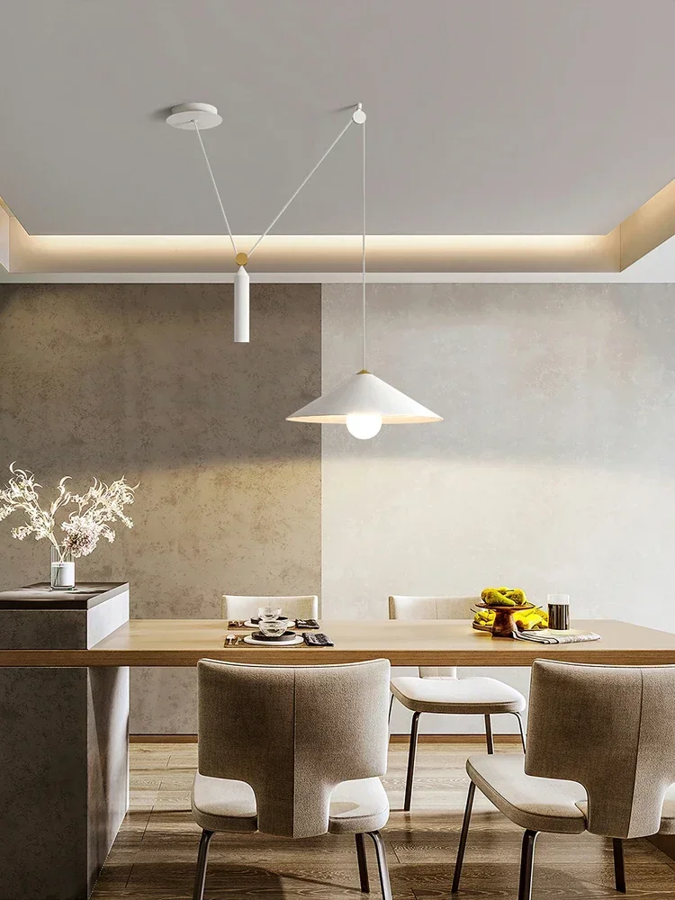 

Personality LED Lifting Pendant Lamp Nordic Creative Droplight Chandelier for Dining Room Restaurant Simple Hanging Lights