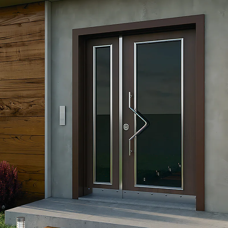 

Cast aluminum rotating shaft door Villa double opening off-axis rotating home entry light luxury door