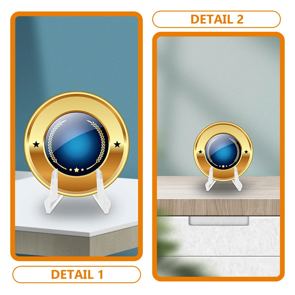 

6pcs Transparent Acrylic Display Stands For Badge Jewelry Storage Holder Clear Triangle Easels Protective Support