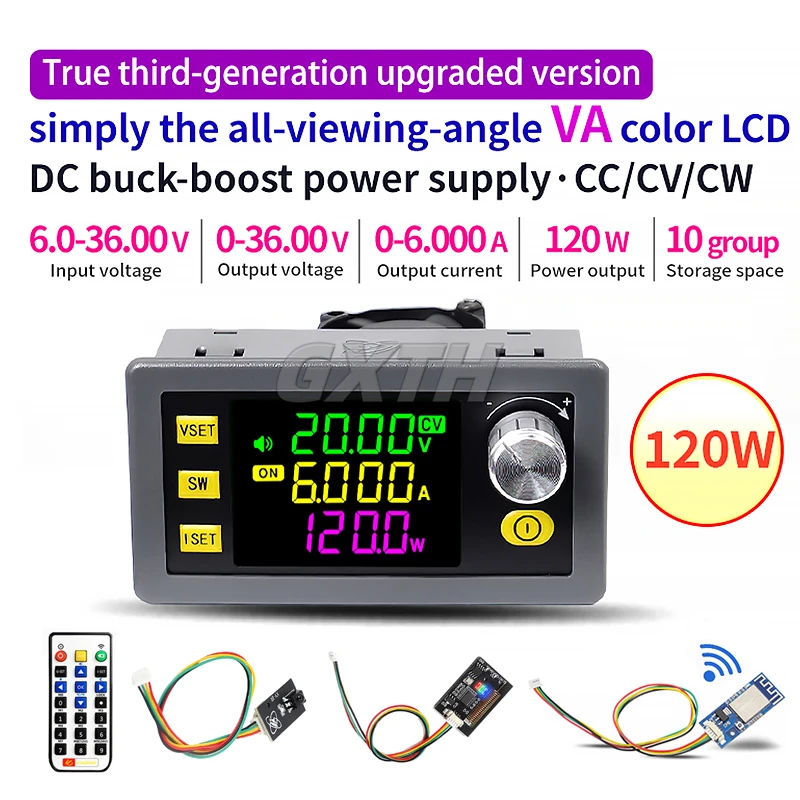 

Понижающий Регулируемый источник питания постоянного тока с ЧПУ, 120 Вт, 6 А, постоянный ток, модуль зарядки от солнечной батареи SK120