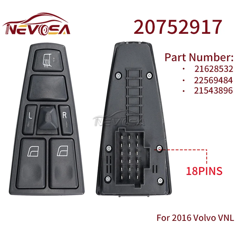 24V Power Window Switch For Volvo Truck FH12 FM VNL FM12 FM9 VN VNL VNM Glass Lifter Control Button 20752918 20752919