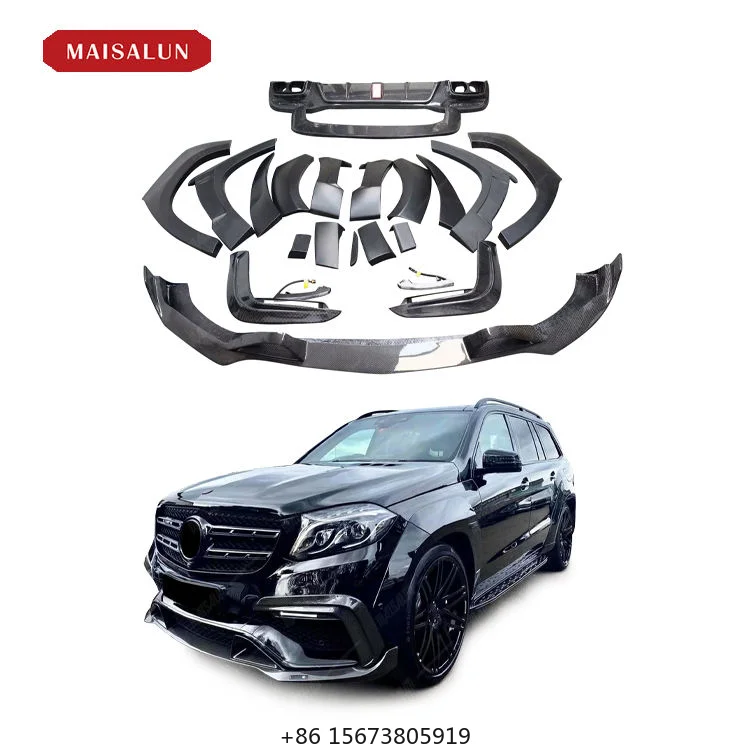 B Style Auto Parts for - GLS Class X166 GLS63 PRE 2016-2019 Facelift B Style Carbon Fiber Front Lip Diffuser