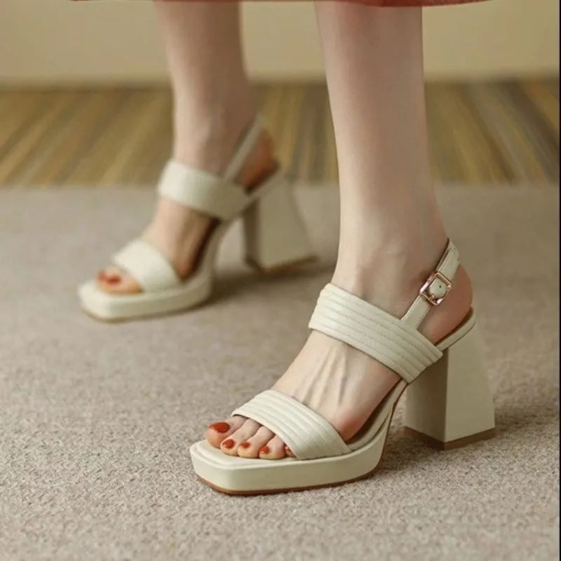 

Summer New Vintage French Style Women's Platform Sneakers With Lace-Up Strap And Thick Sole Comfortable Retro Shoes