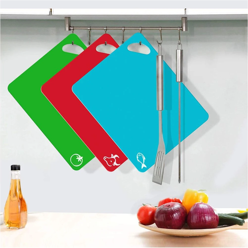 

4 Pcs Anti-slip Cutting Board Set Fine Craftsmanship Kitchen Grid Textured Abs Plastic
