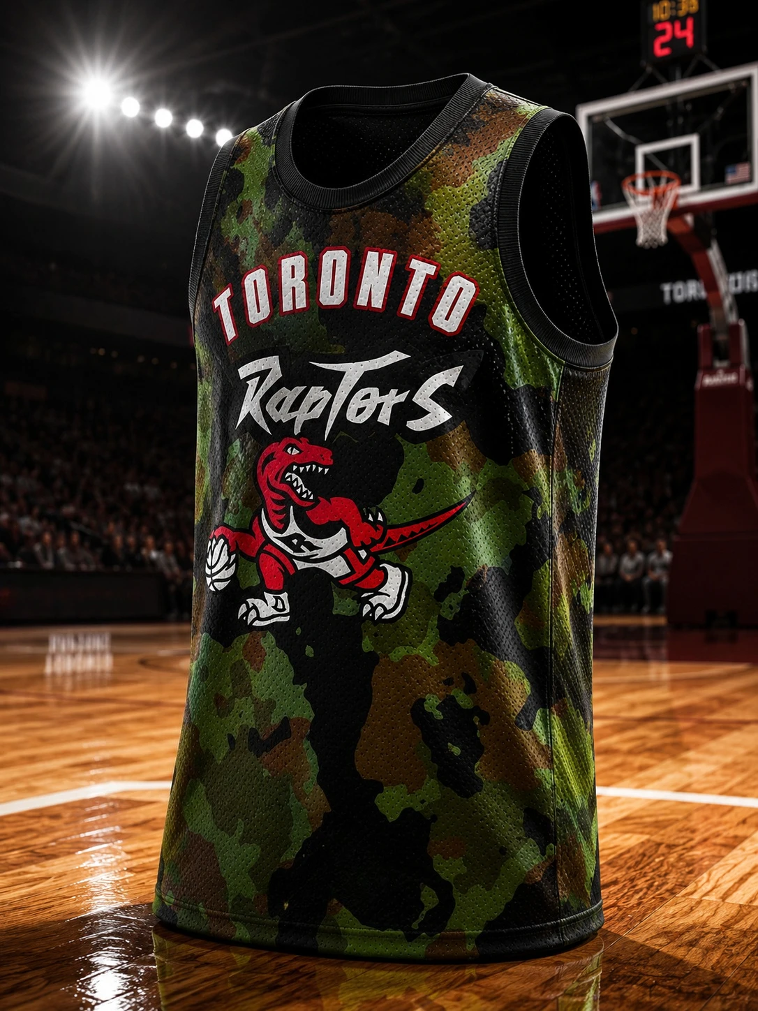 Chaleco de Baloncesto Edición Camuflaje Toronto Raptors 2026, para Hombre y Mujer, Top Casual con Estampado 3D para Fanáticos y Familias