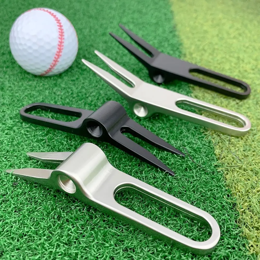 Zinc Alloy Golf Divot Pitch Repairer Tool Turf Tool Pitchfork Golf Fork Lifting Hole Three Pores Golf Divot tool Golf Training