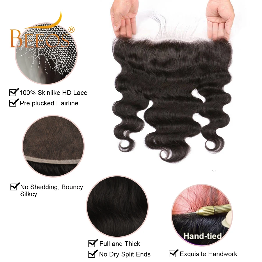 13x4 Real HD Transparent Lace Frontal Human Hair Body Wave Silklike HD Lace Frontal Only Pre Plucked 100% Human Hair For Women