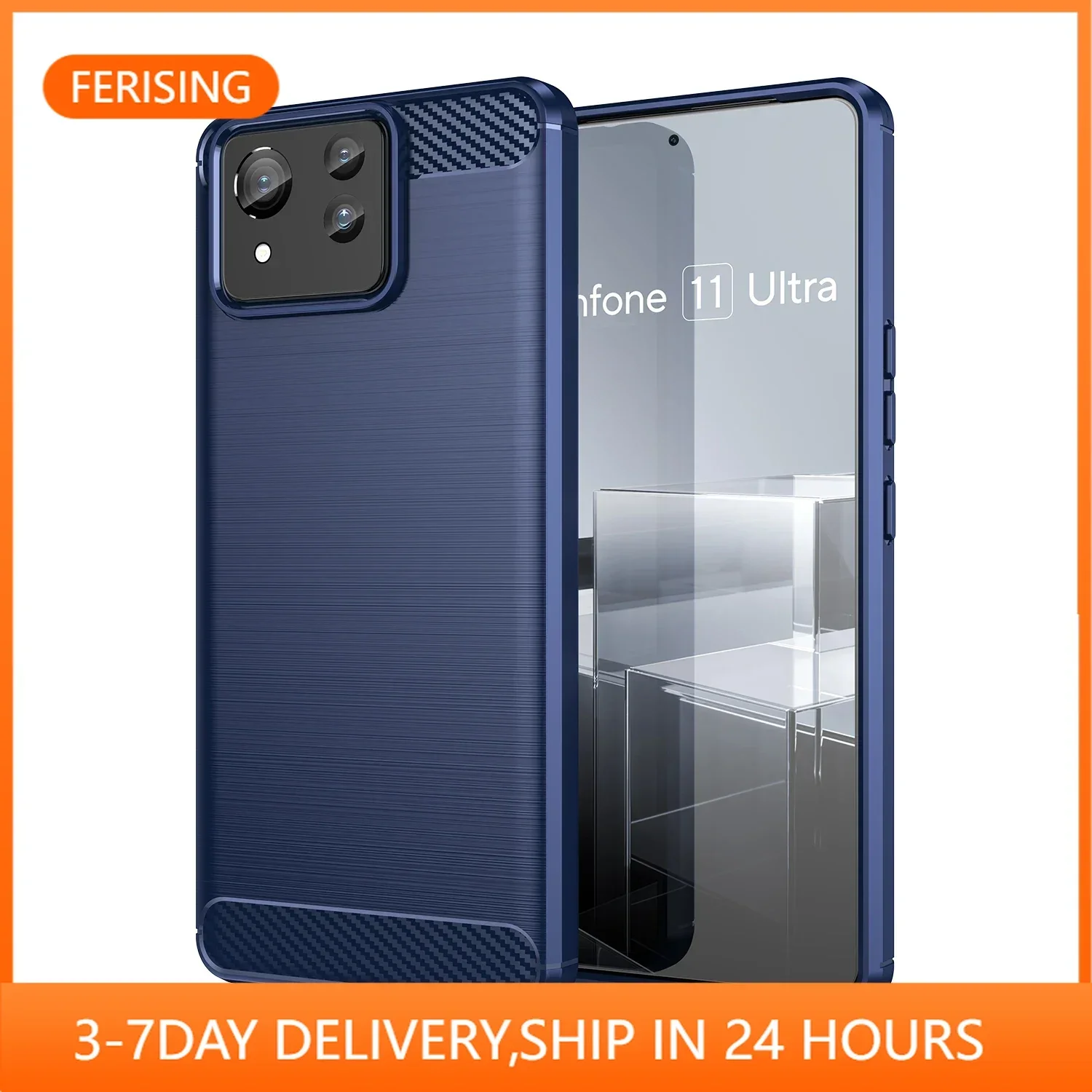FERISING Capa para Asus Zenfone 11 Ultra Capa de silicone TPU à prova de choque Capa de carbono para ASUS Zenfone11 Ultra Funda Capas Coque
