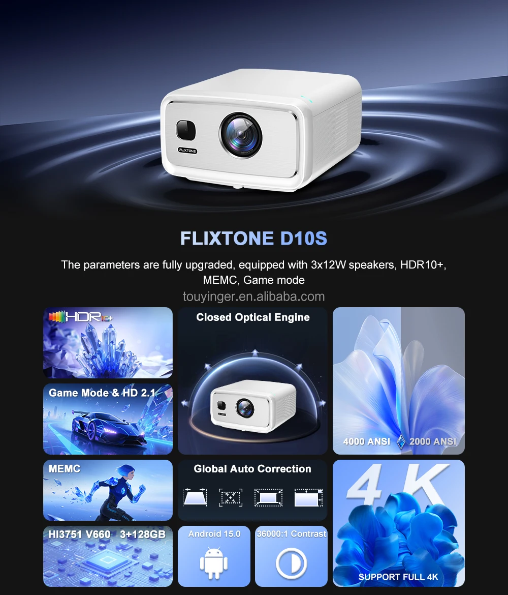جهاز عرض FlixTone D10S بدقة 40 - مراجعة Home Cinema Movies وسعره